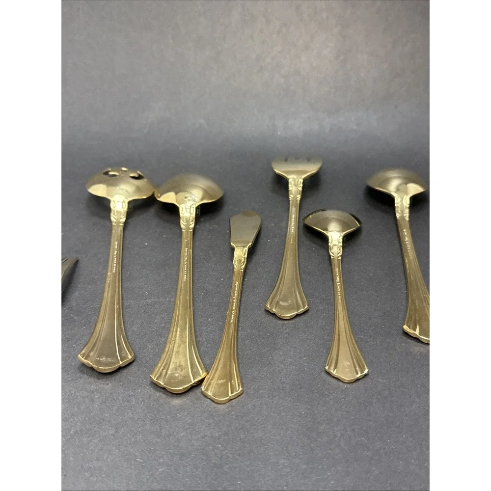 Vintage Towle Supreme Aristocrat Gold Electroplate Cutlery Korea 23 Pieces 80's